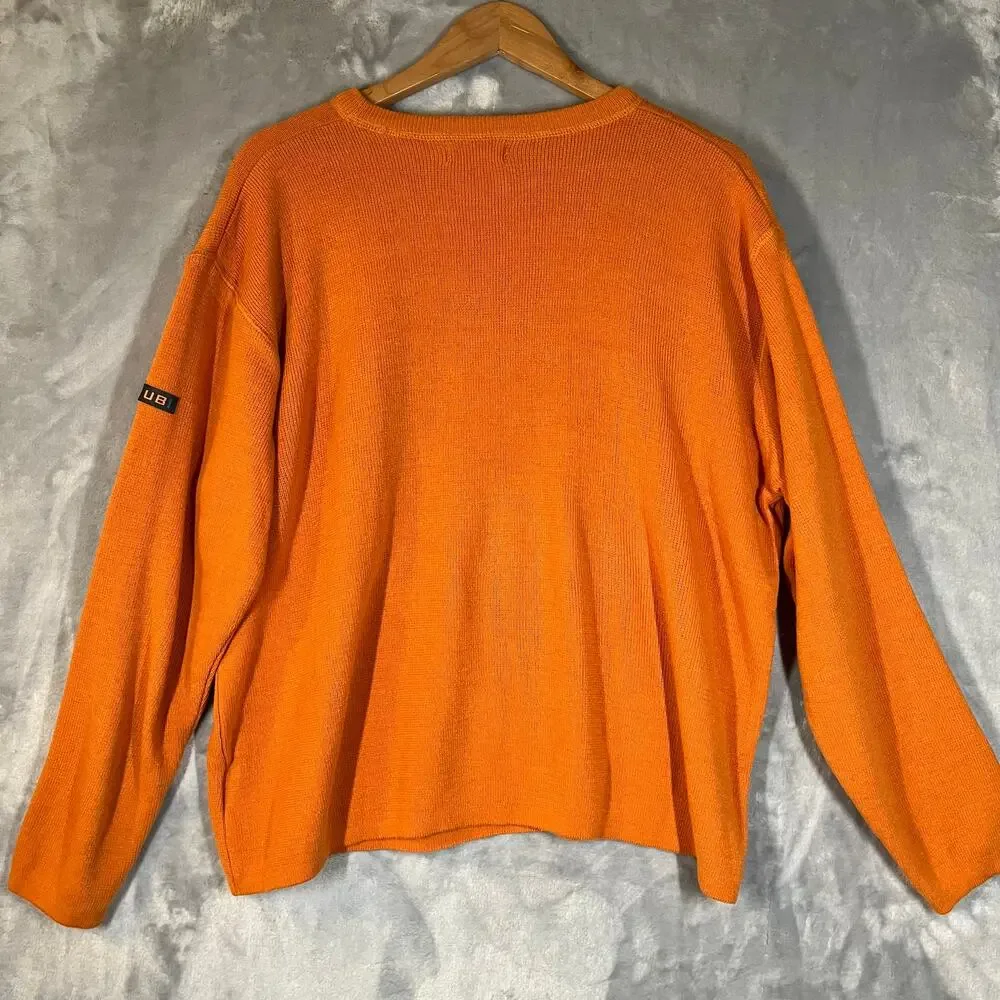Vintage Men's 90's‎ Y2K Orange Union Bay Pullover Crewneck Knit Sweater Baggy L